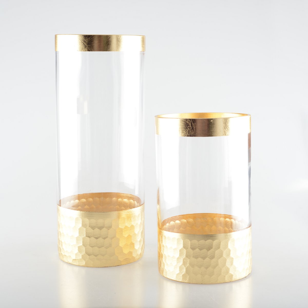 Transparante en gouden vaas H30cm