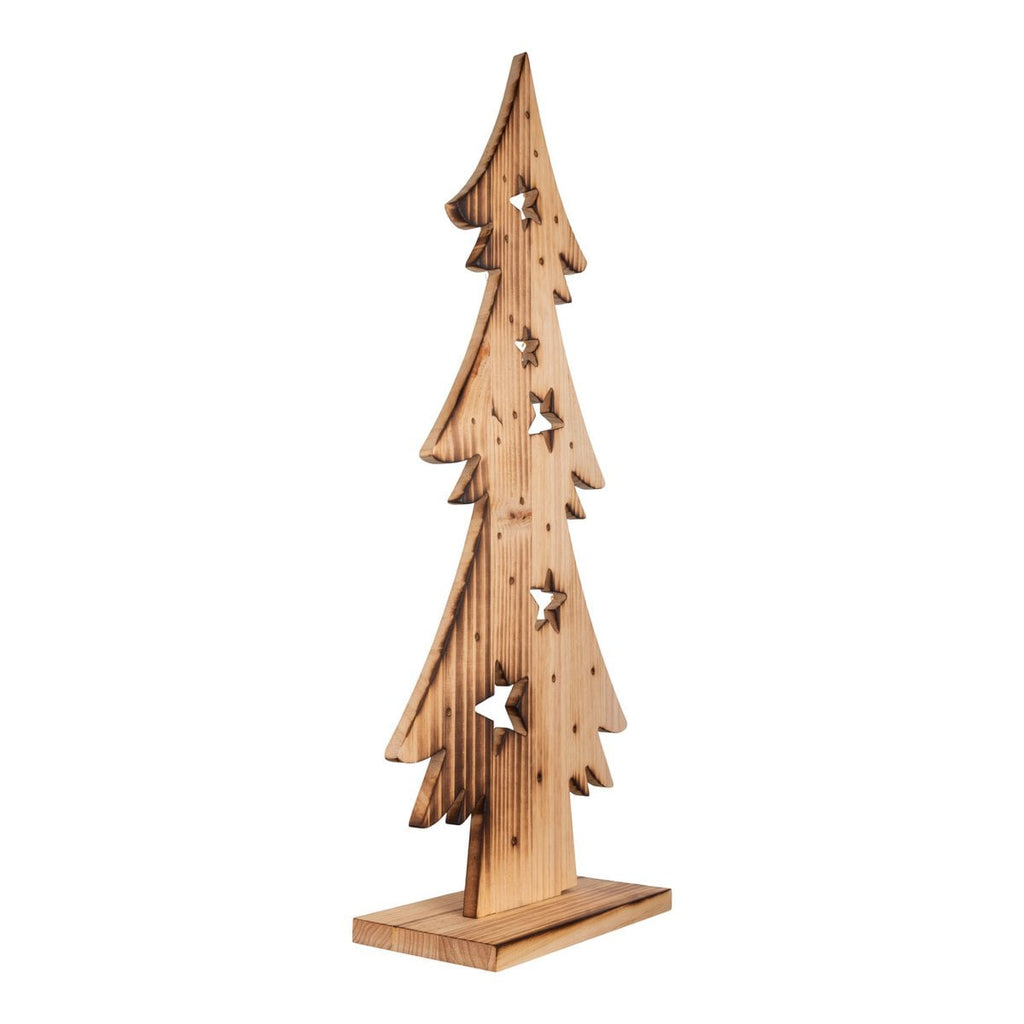 LED Wood Decolum "Fir Tree" groot, gemaakt van natuurlijk hout met vaste LED's, kerstdecoratie voor buiten