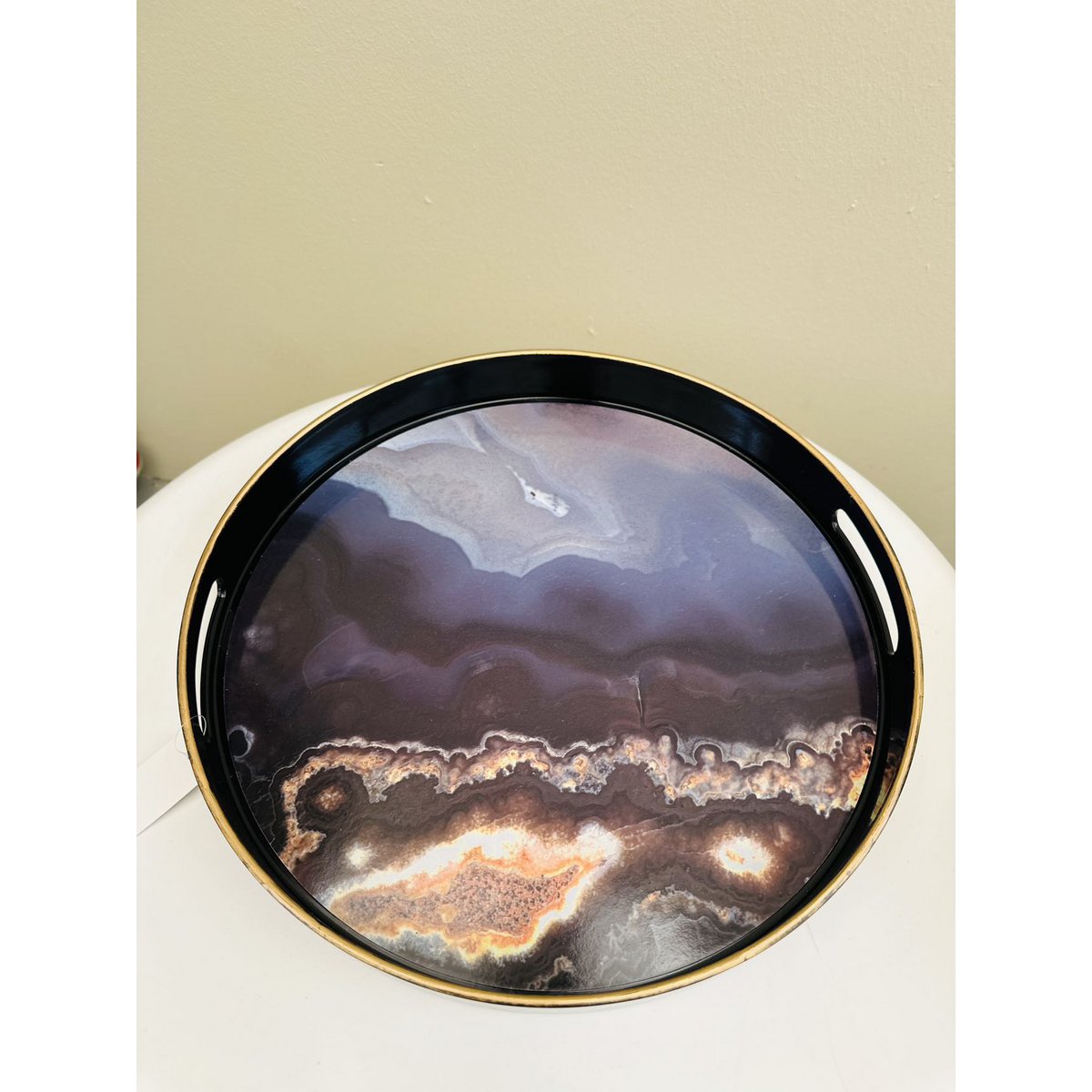 Combination: a tray, a marble candlestick, a marble vase with high-end silk fabric flowers