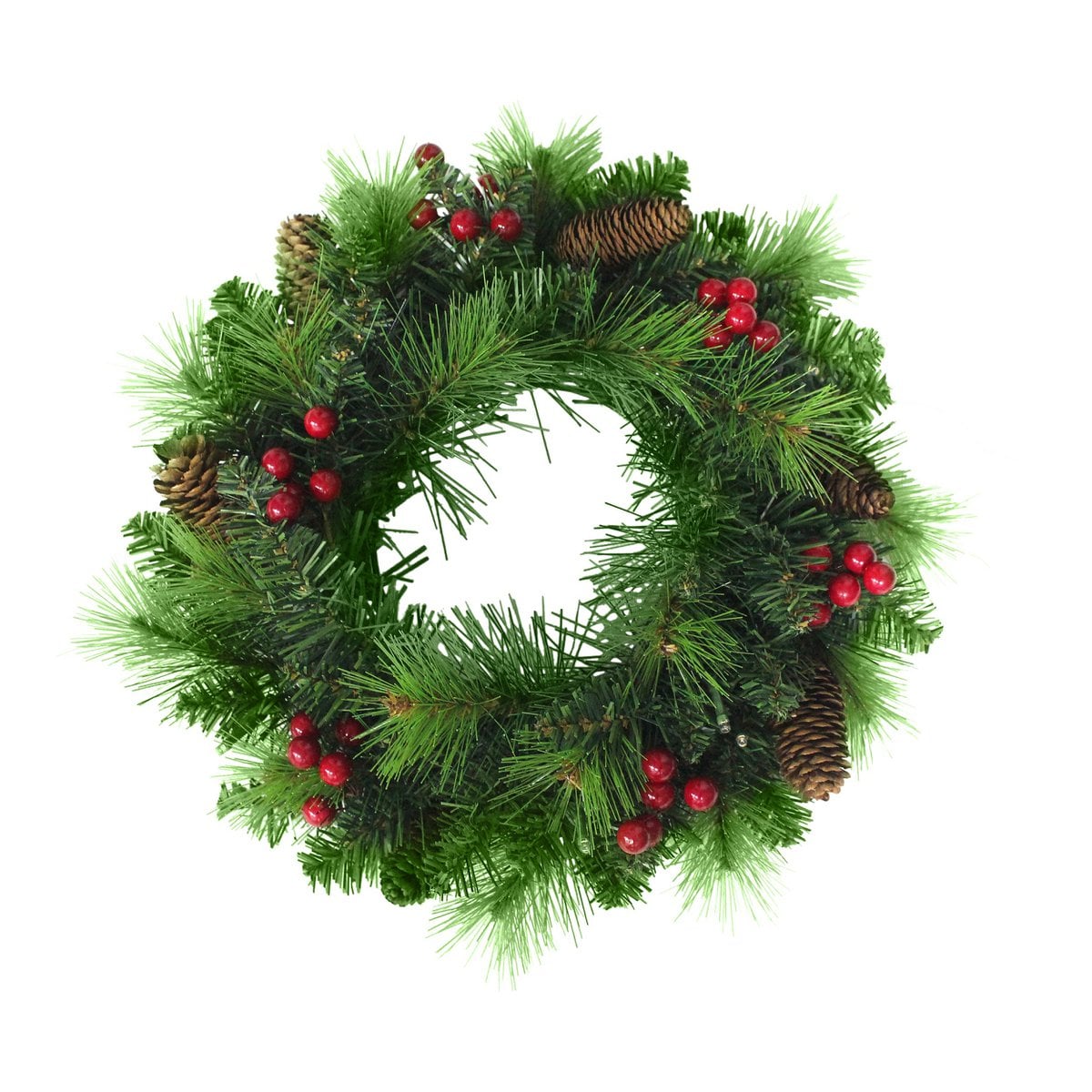 LED Kerstkrans "Noel" Outdoor Decoratie gemaakt van metaal en plastic in groen en goud, met stevig geïnstalleerde LED's