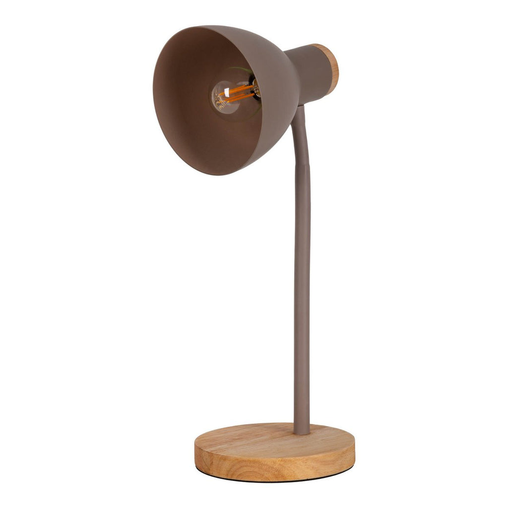 "Marie" bureaulamp gemaakt van metaal en hout, E14, bruin, 36,5 cm hoog