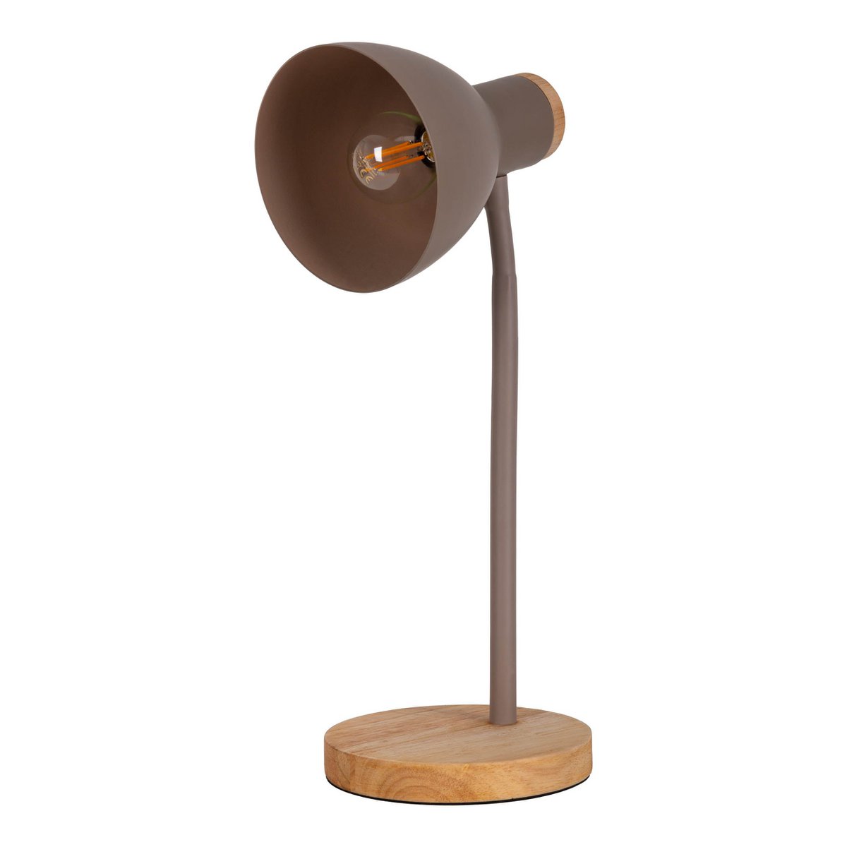 "Marie" bureaulamp gemaakt van metaal en hout, E14, bruin, 36,5 cm hoog