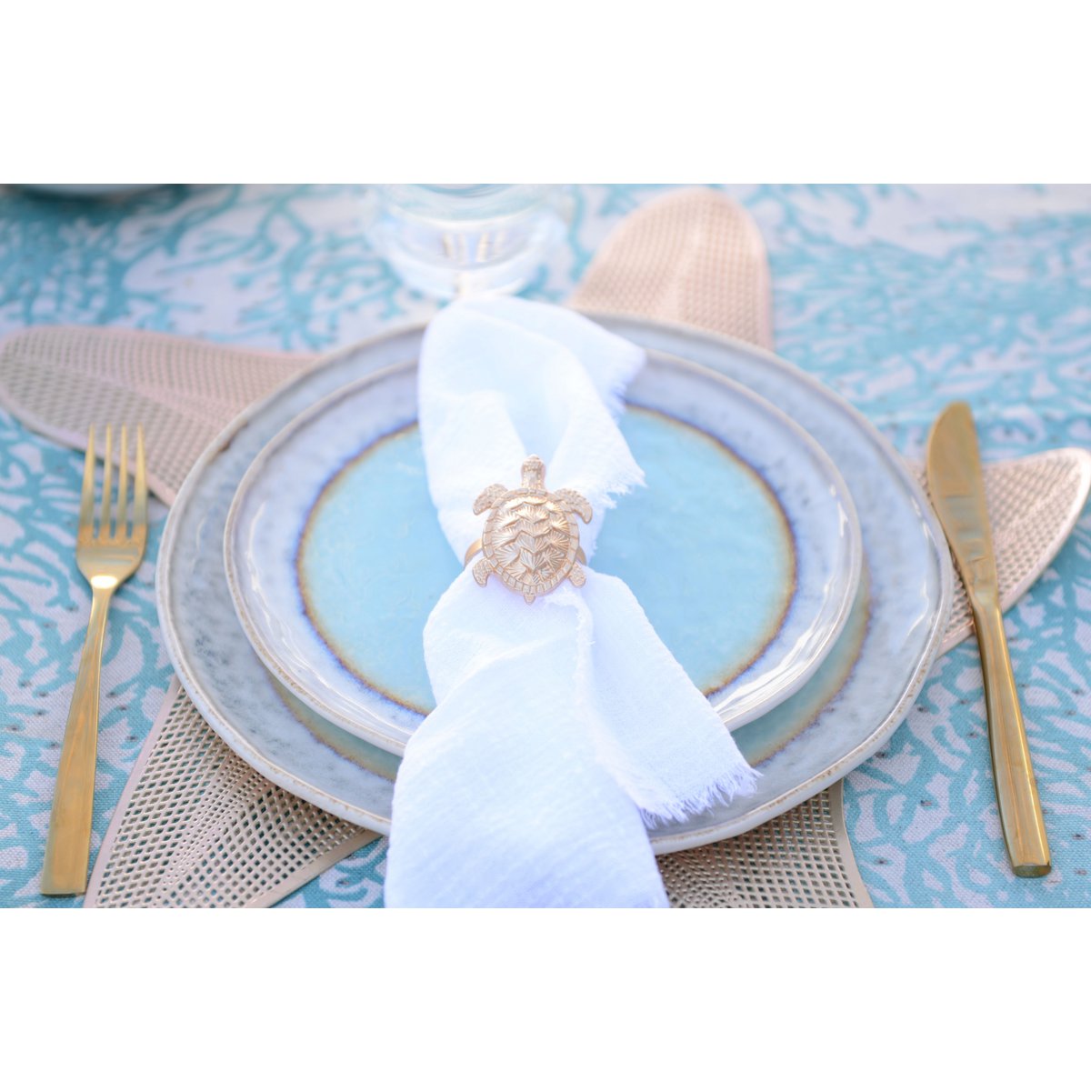 Turquoise porselein dessertplaat 21.5x21.5x1.4cm