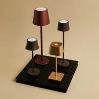 Combi Set Professional-4 X de Pijp Mini Mocha Brown oplaadbare tafellampen & 1 x Amstel Wireless Charging Station met Qi-Technology