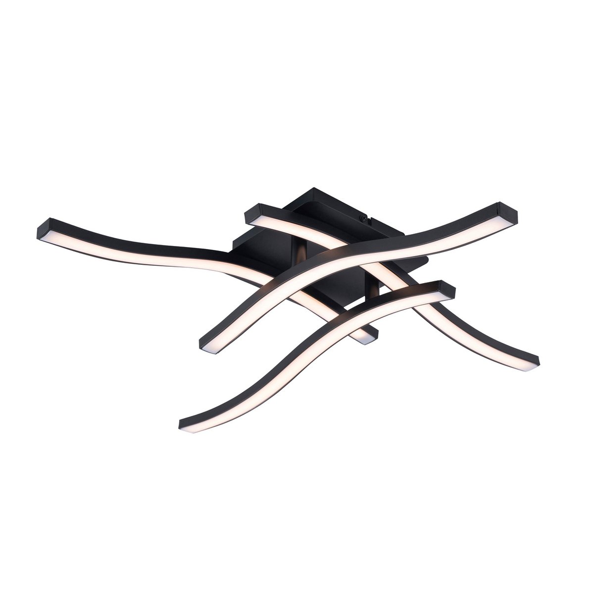 LED -plafondlamp "Onda" S: 45 cm, plafondlamp gemaakt van metaal en plastic in zwart "LED -vaste, verlichting voor woonkamer, eetkamer of kantoor 45 x 45 cm