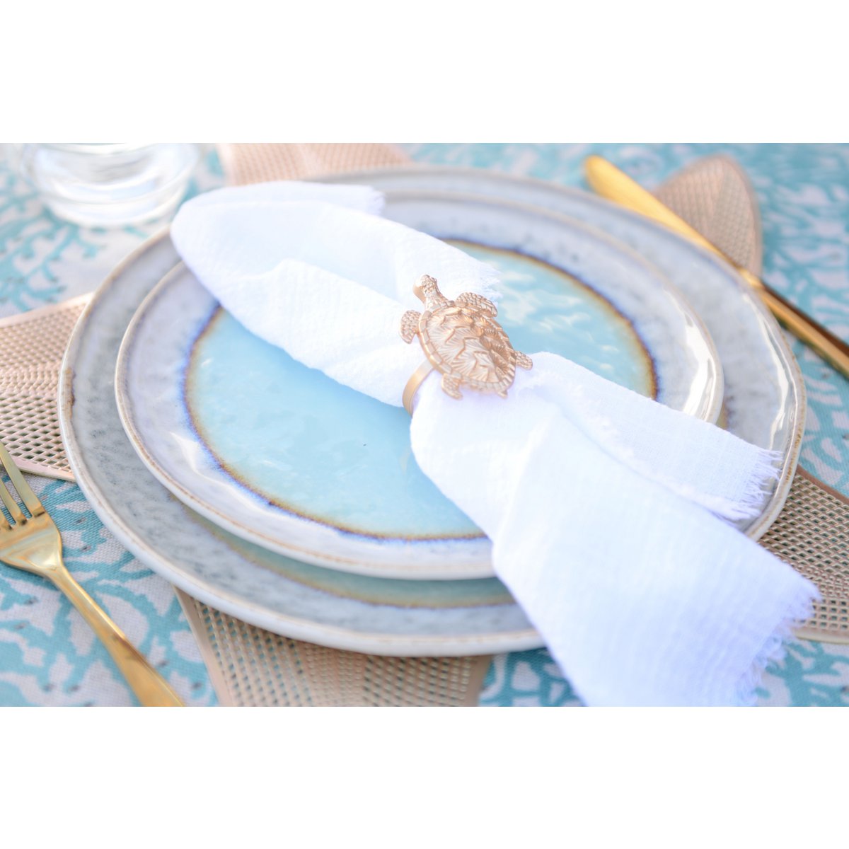 Turquoise porselein dessertplaat 21.5x21.5x1.4cm