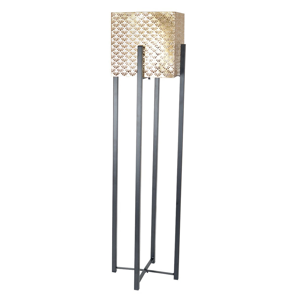 Metalen plantensteun met gouden ijzeren pot h.80 cm