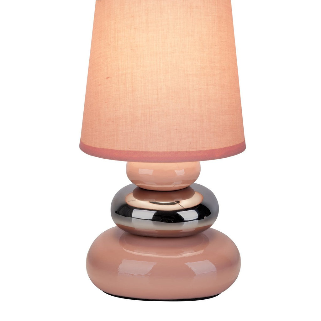 Liv · Houten tafellamp met linnen kap — roze