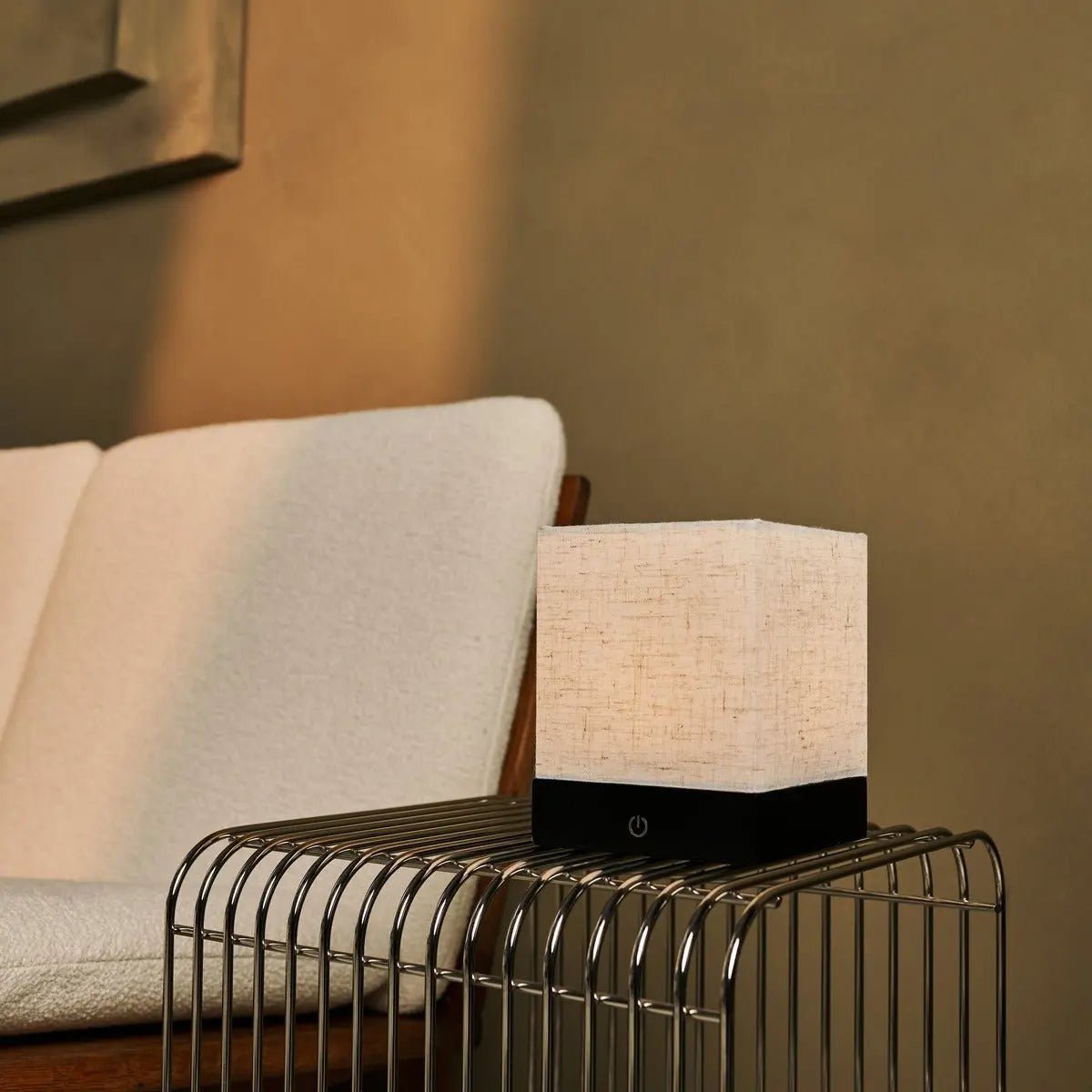 Zano Black Wireless Lamp met hout en linnen - Moodverlichting, LED -tafellamp met batterij