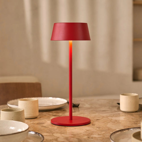 Hugo Berry rode oplaadbare ijzeren tafellamp - dimbaar, stijlvol en draadloos