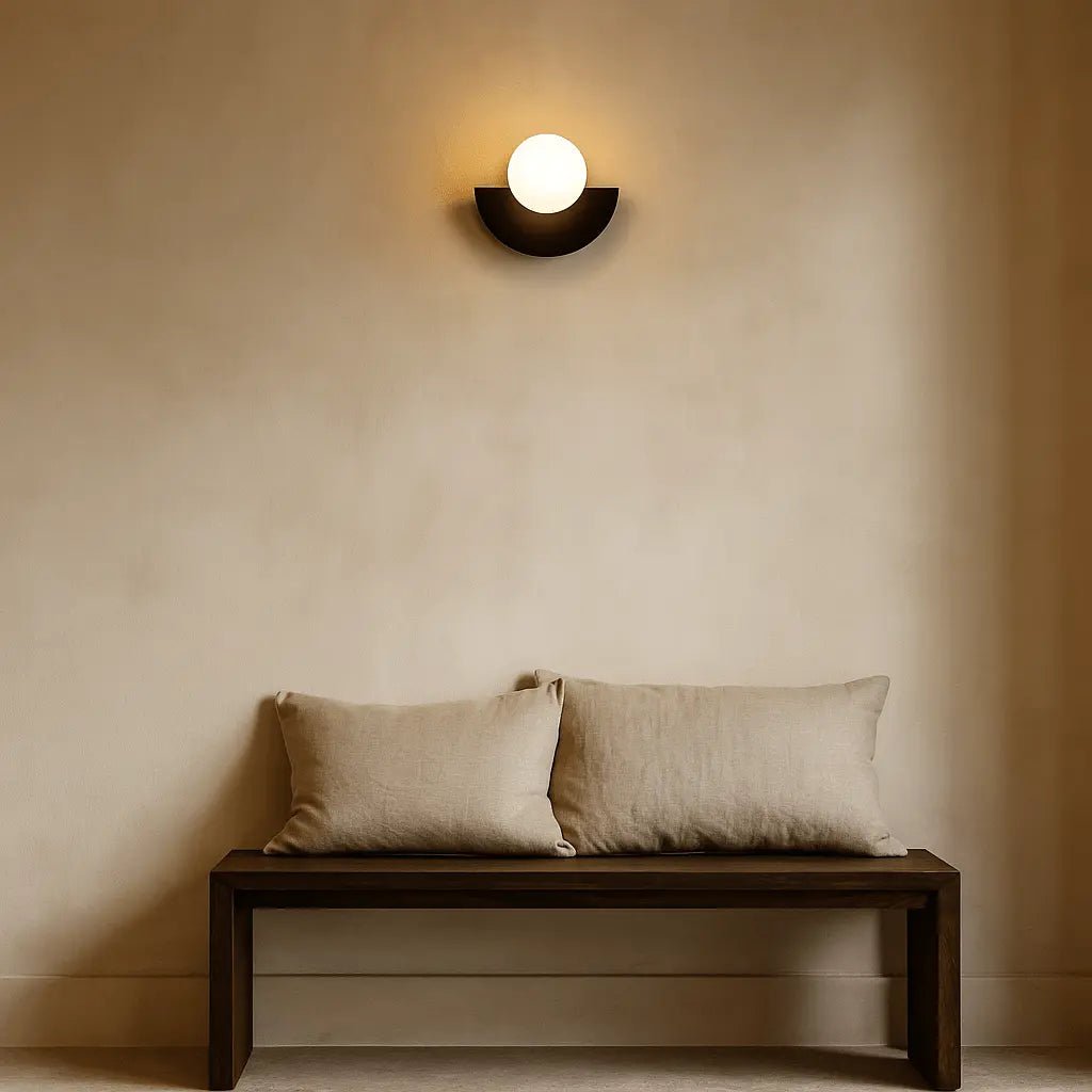 Kane zwarte draadloze wandlamp – oplaadbare hout- en glaslamp