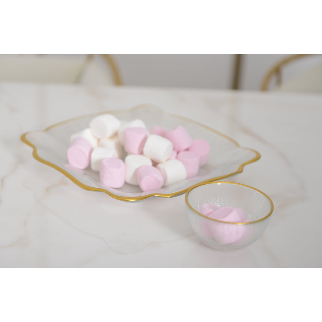 Glazen kom gouden randen 9x9x3cm