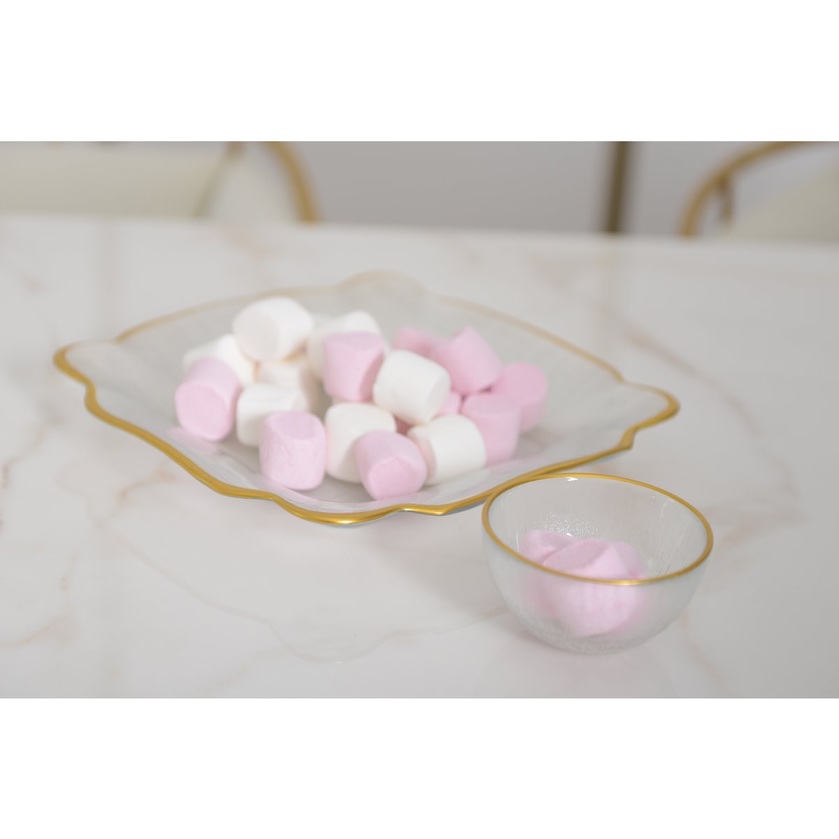 Glazen kom gouden randen 9x9x3cm