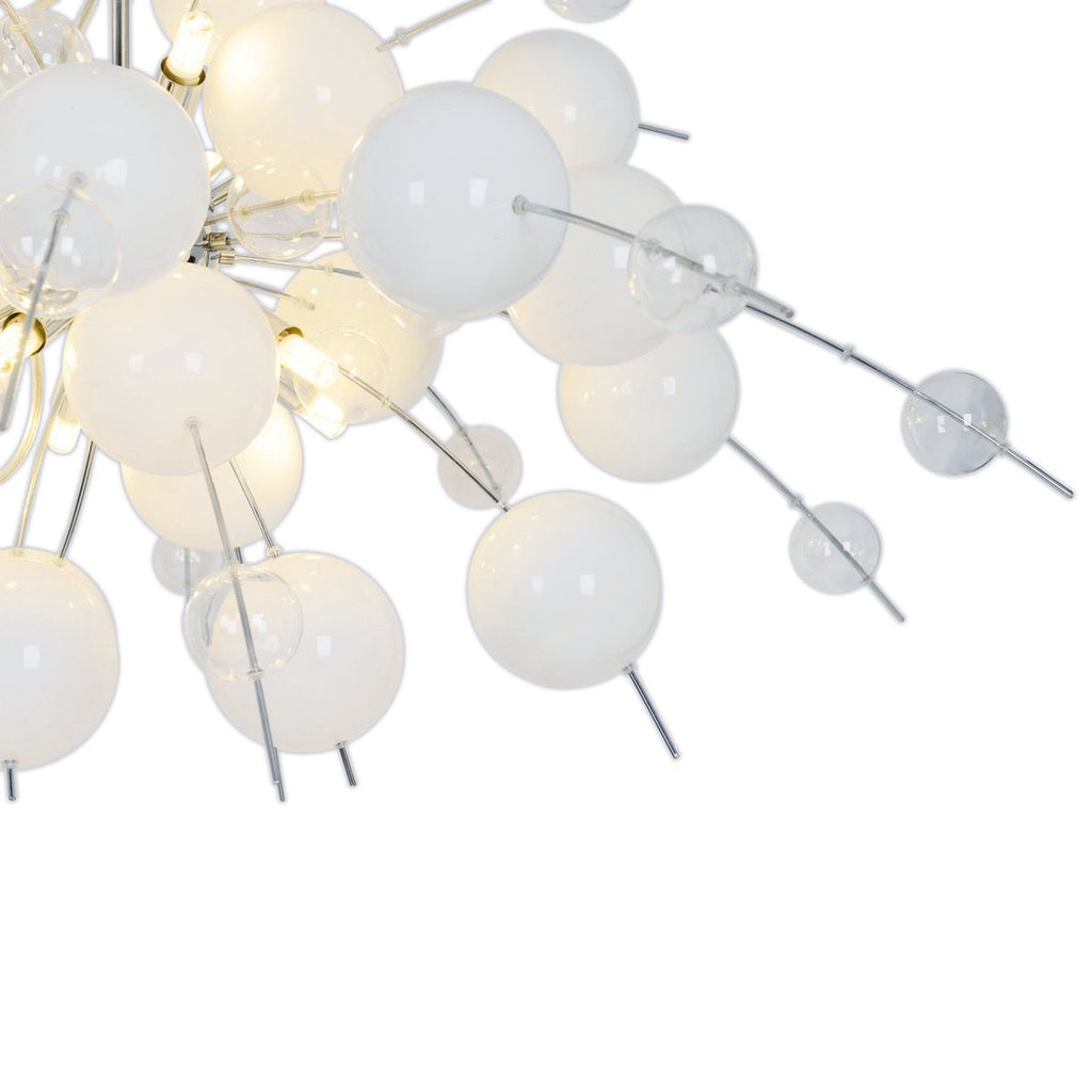 Hanger lamp "explosie" wit, gemaakt van metaal en glas, G9 -versies, hangende lamp voor eetkamer, woonkamer, hal of kantoor, Øca. 98 cm