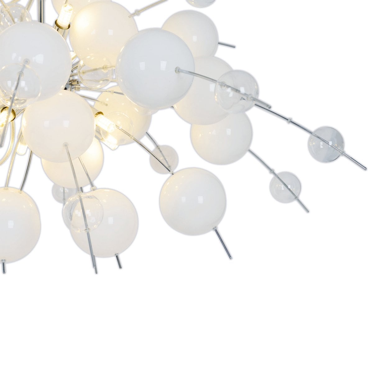 Hanger lamp "explosie" wit, gemaakt van metaal en glas, G9 -versies, hangende lamp voor eetkamer, woonkamer, hal of kantoor, Øca. 98 cm