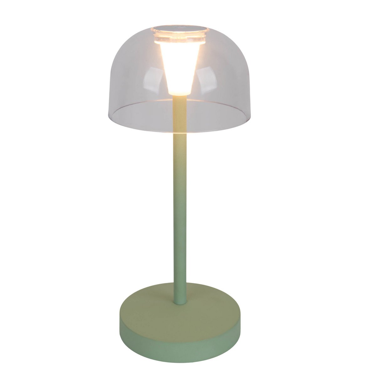 2-set LED-batterijtafellamp "Gomba" voor buiten en binnen, gemaakt van metaal en plastic in mint, 18,5 cm hoog