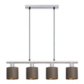 4 hanger lamp "maron" gemaakt van metalen satine-meter met stof paraplu's in bruin, met E14-aansluiting, lamp voor woonkamer of eetkamer, 71,5 x 12 cm