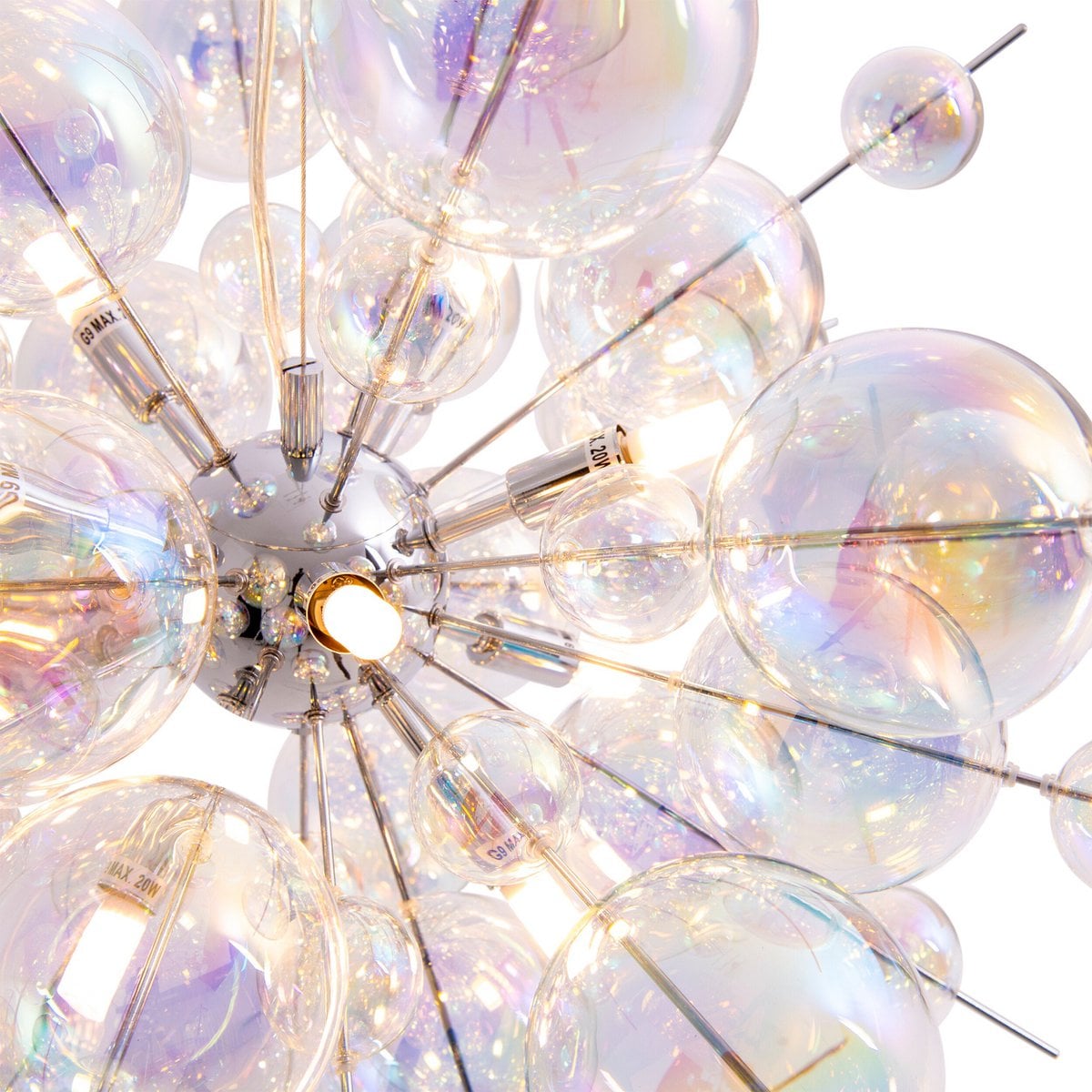 Hanger lamp "explosie" gemaakt van metaal- en irisglas, G9 -frames, hangende lamp voor eetkamer, woonkamer, hal of kantoor, Øca. 65 cm