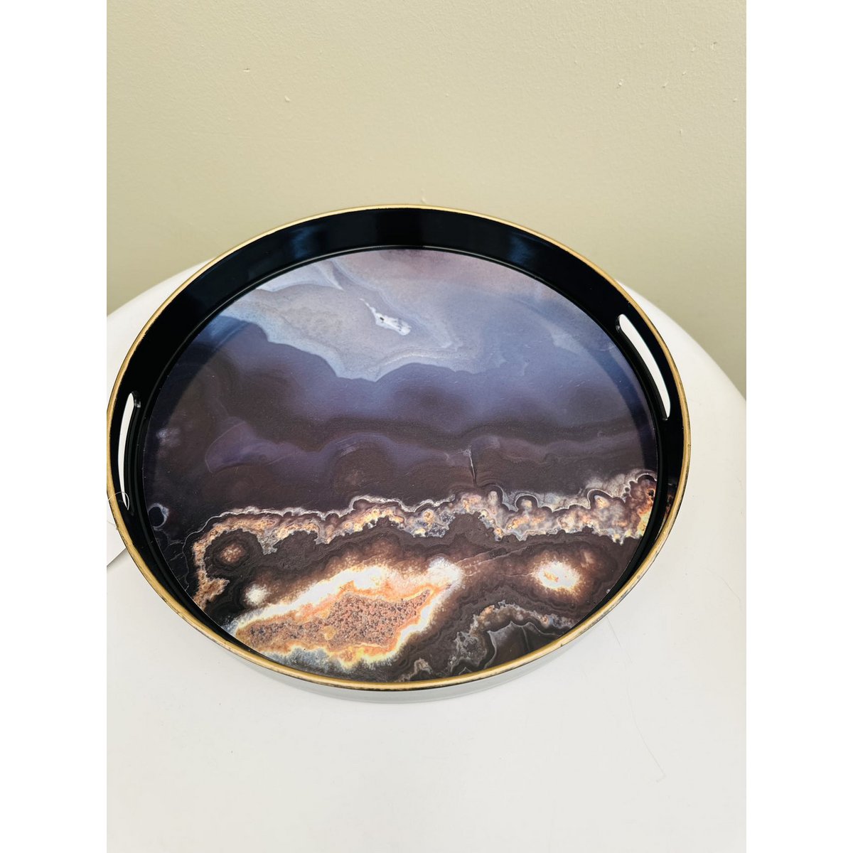 Combination: a tray, a marble candlestick, a marble vase with high-end silk fabric flowers