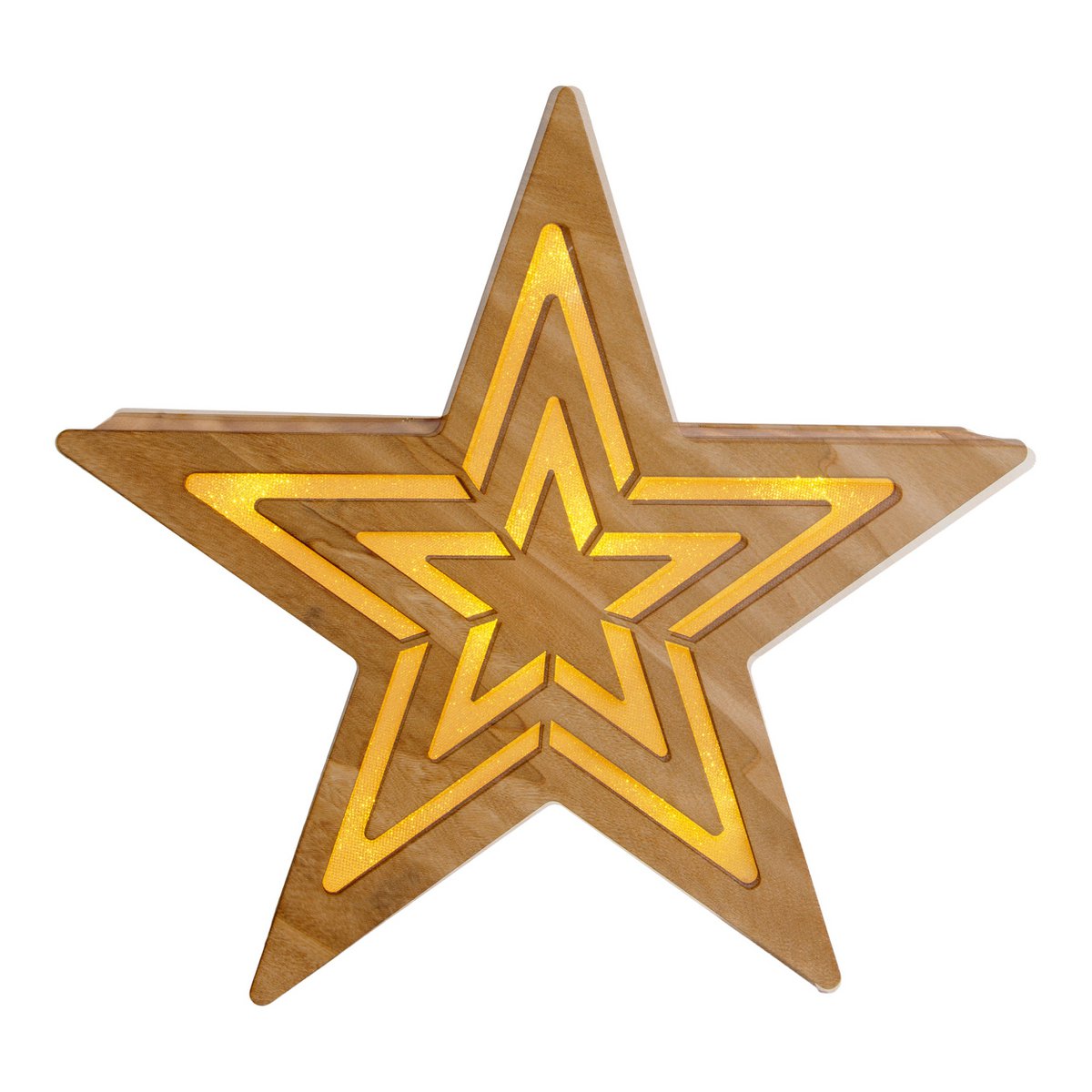 LED Christmas Decorations "Stern" H: 33 cm - Kerstartikelen - Decoratie - Hout - Natuur - met geïntegreerde LED - Kerstdecoratie