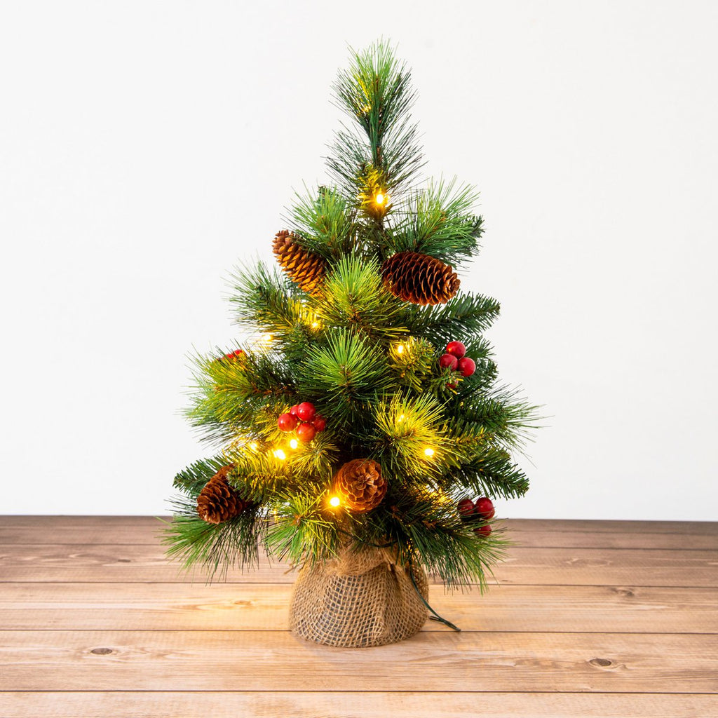 Led kerstboom met bessen en dennenappels - H: 45 cm
