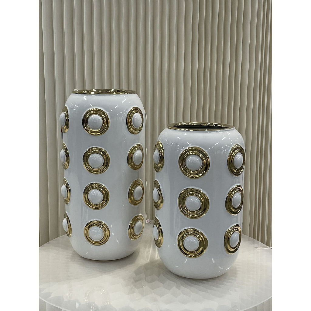 Gouden vaas met 4 cirkels (CV11617-14WIT)
