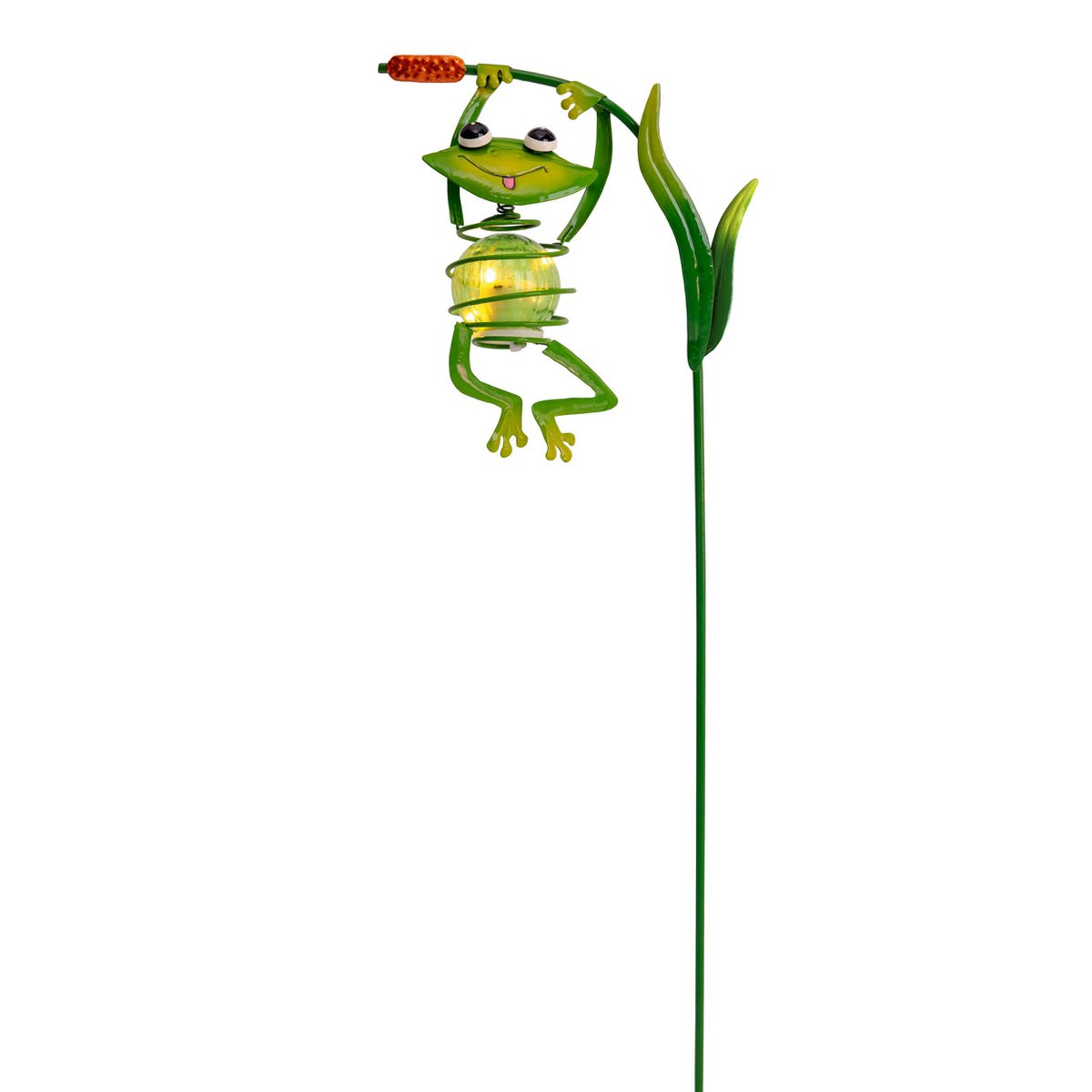 2 Set Solar-Deco Hanglight "Frosch" ca. 20 en 66 cm hoog, gemaakt van geschilderd. Dawn Sensor;