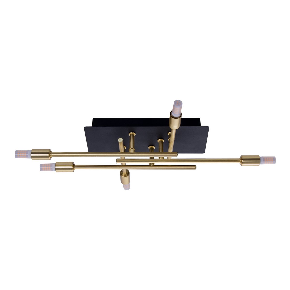 LED -plafondlamp "Ancona" met achtergrondverlichting gemaakt van metaal in zwart en messing, G9 -versies, lamp voor woonkamer, eetkamer, gang en kantoor, ca.