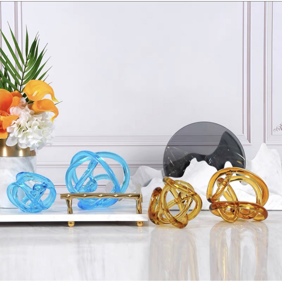 Gele glasknoop (klein) Diameter: 11cm