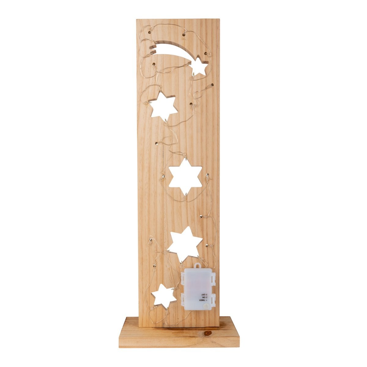 Led Wood Decolum "Stars", gemaakt van natuurlijk hout met vaste LED's, kerstdecoratie voor buiten