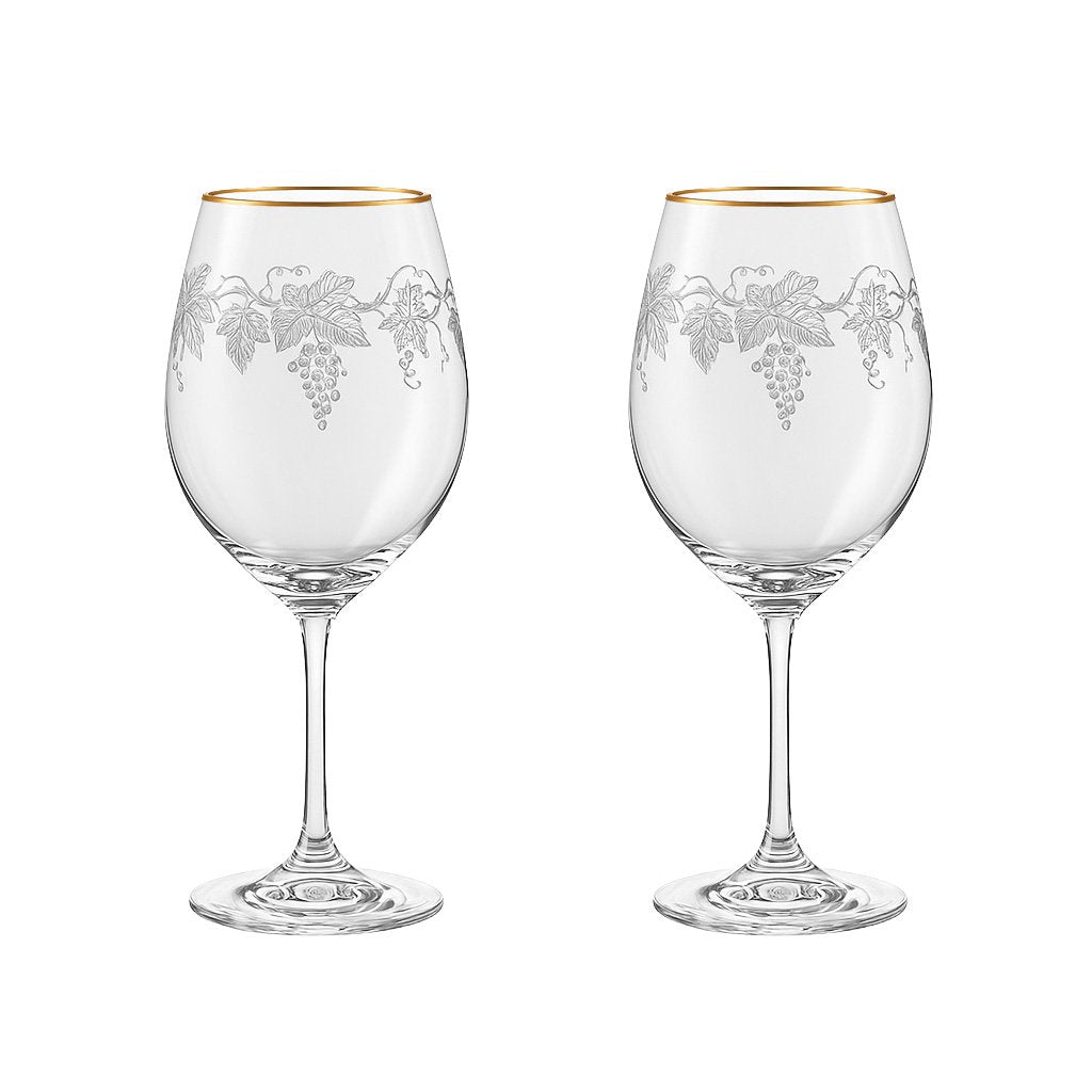 Gegraveerde wijnglazen Vine Gilded - set van 2