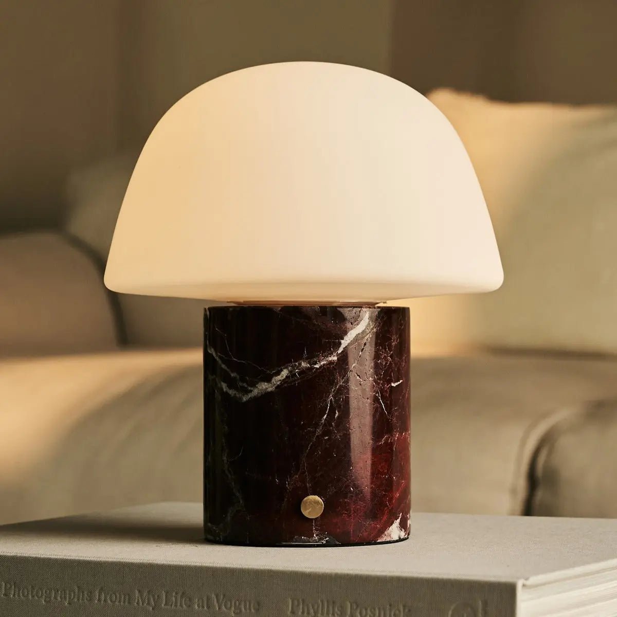 Maes Red / Rosso Levanto - Elegante marmeren oplaadbare tafellamp, tot 100 uur verlichting, stijlvol en functioneel