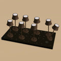 Combi Set Professional-8 X de Pijp Mini Mocha Brown oplaadbare tafellampen & 1 x Central Station draadloos laadstation met Qi-Technology