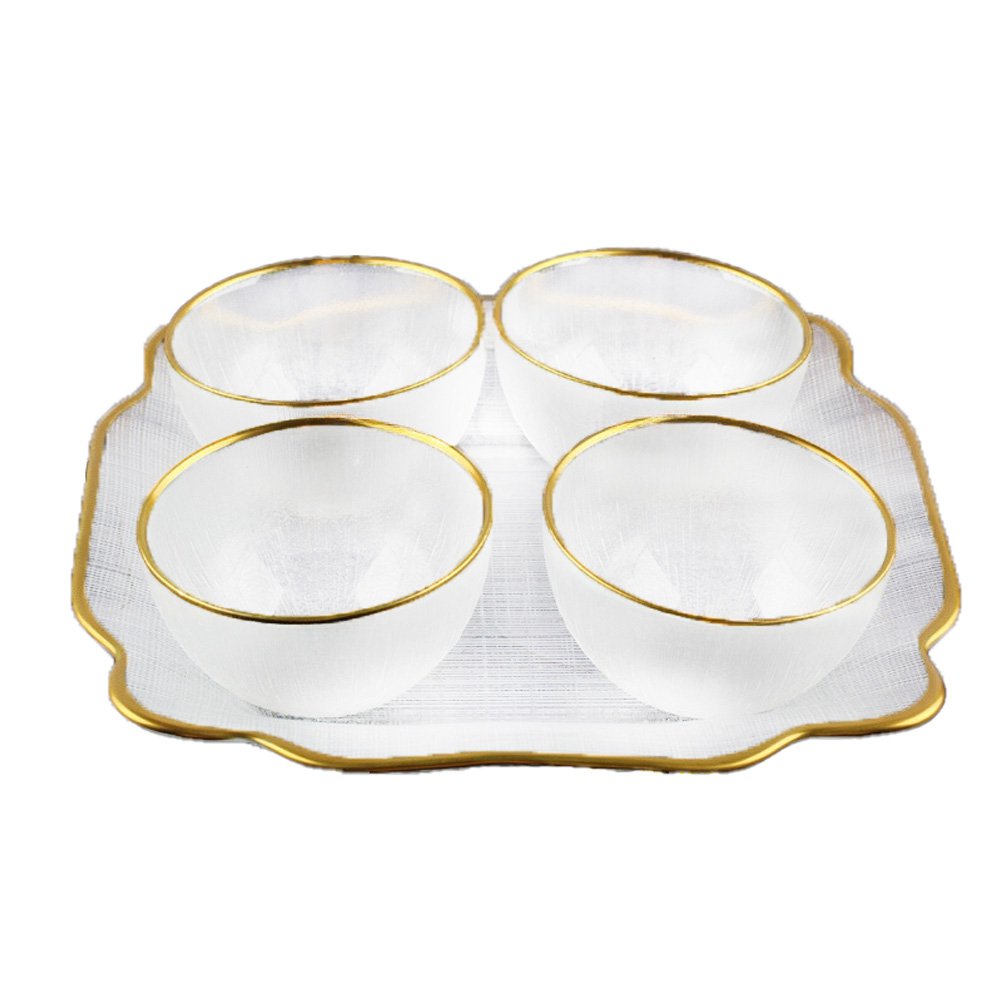 Glazen kom gouden randen 9x9x3cm