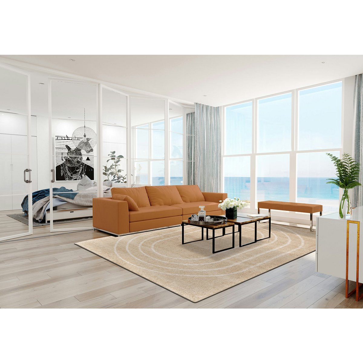 Zoet binnen tapijt in gerecycled polyester calypso