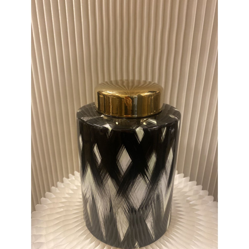 Keramieken pot Zwart wit goud Klein formaat