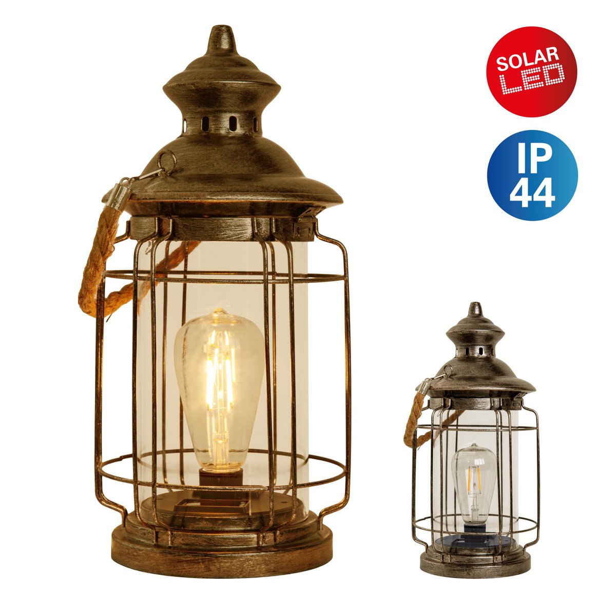 LED decoratief zonnelampje "Bruno" gemaakt van metaal, glas en plastic, koper, met een stevig ingebouwde LED, voor buiten