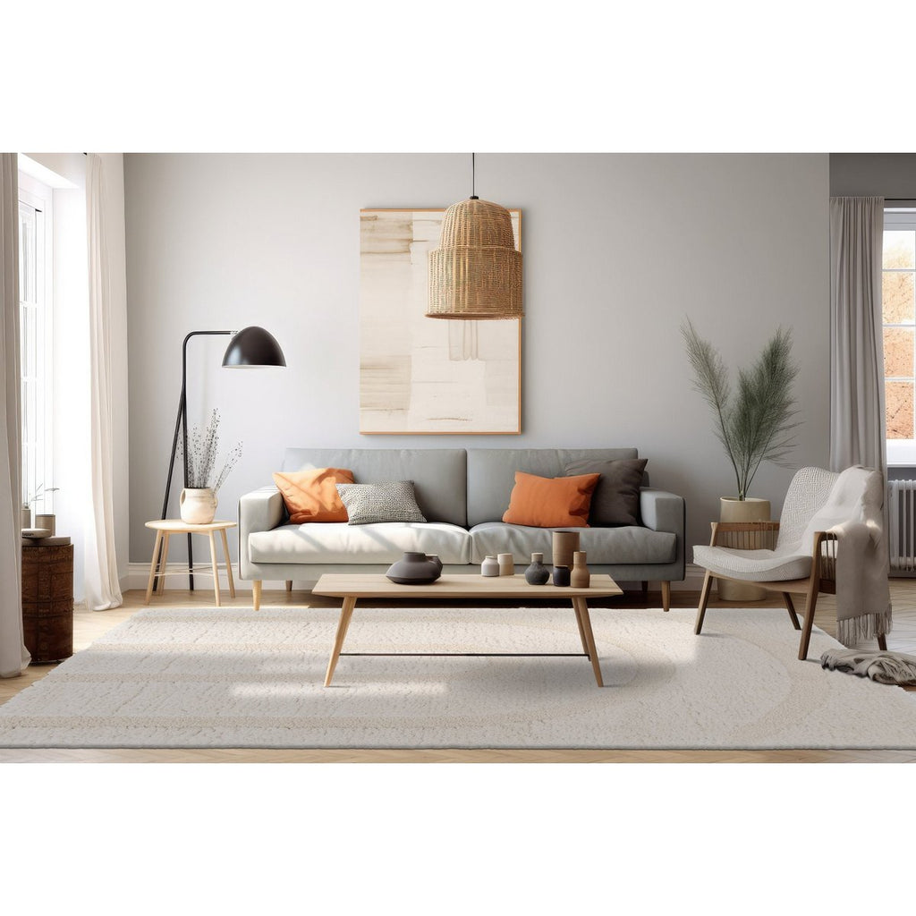 Dikke ruige tapijt in gerecycled polyester met arcadia -reliëf