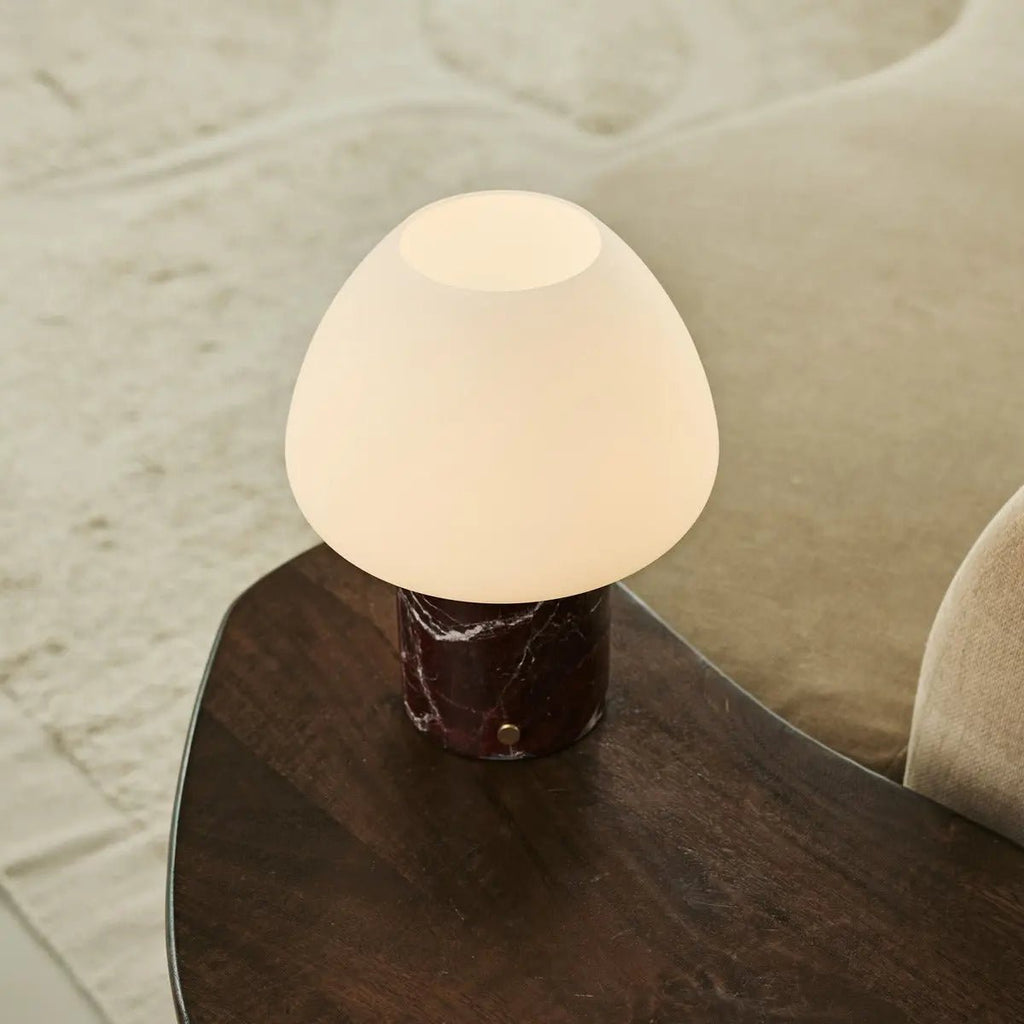 OSTADE ROOD / ROSSO Levanto - Unieke marmeren oplaadbare tafellamp met 3 lichte kleuren en dimfunctie