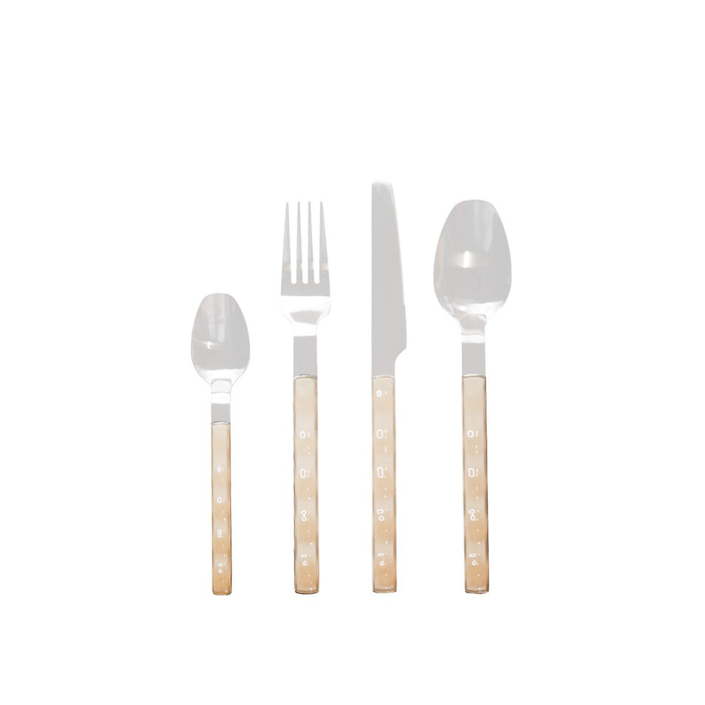 Huisvrouw 24 stuks in zilver met beige handvat