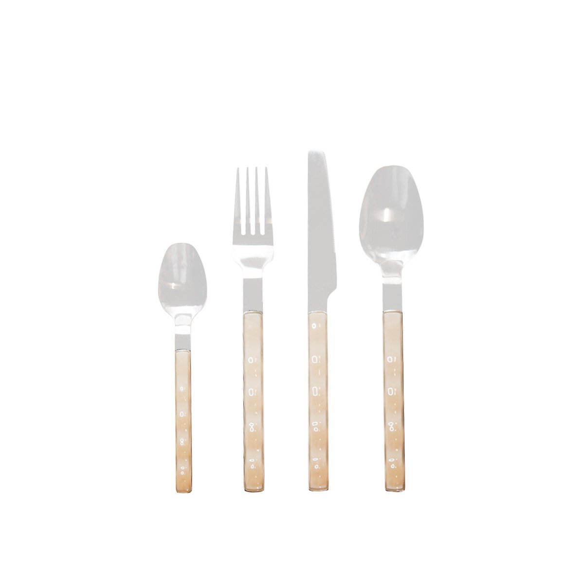 Huisvrouw 24 stuks in zilver met beige handvat