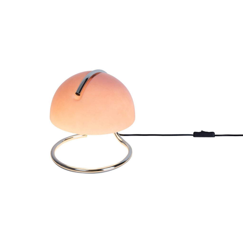 Liv · Houten tafellamp met linnen kap — chroom