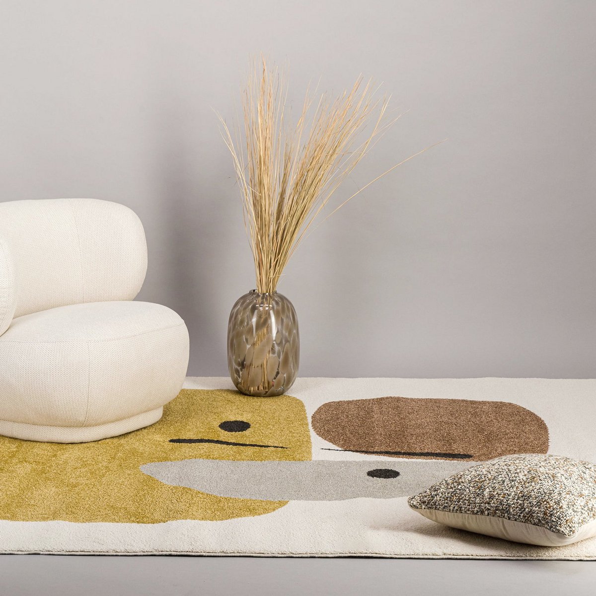 Geometrisch tapijt eerbetoon aan Joan Miró Collage