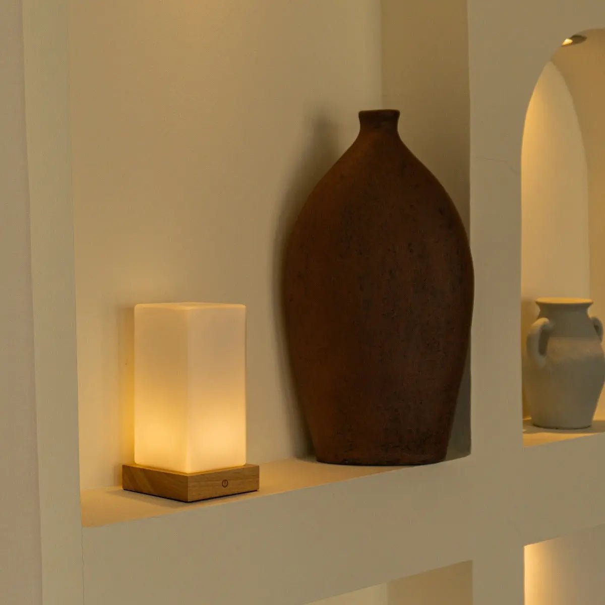 Zayn lichtbruine houten oplaadbare lamp L Dimmable & draadloze en goede batterij