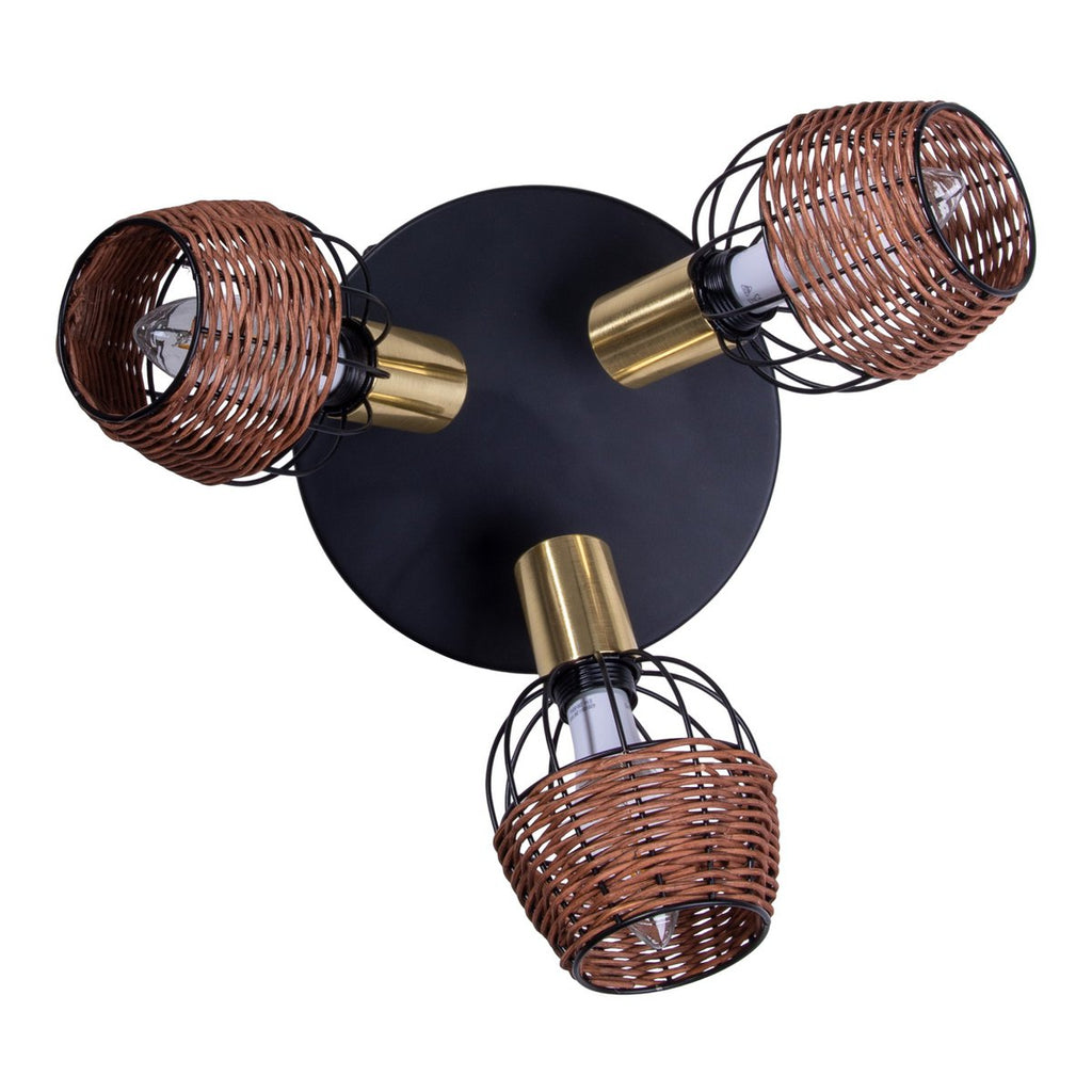 Liv · Rotan plafondlamp — zwart