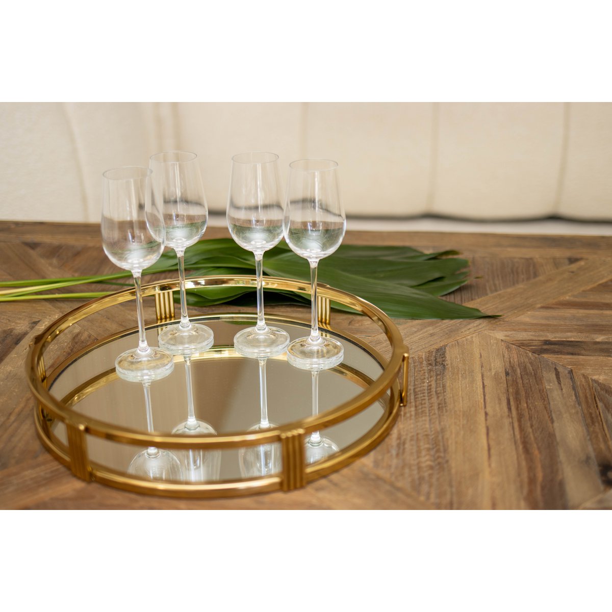 Golden Round Mirror Tray 34x34x5cm
