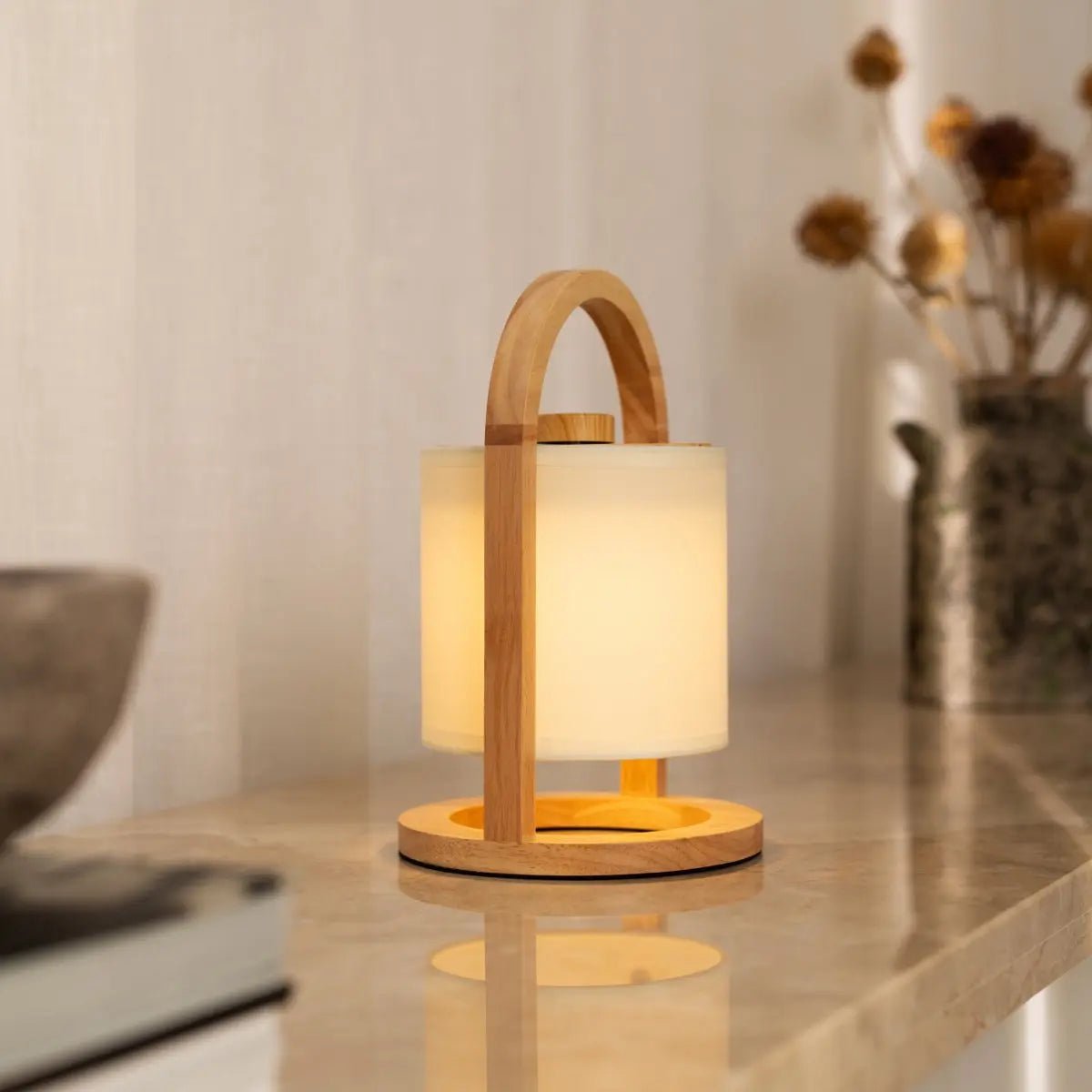 River Light Bruine Houten Oplaadbare Lamp – Dimbaar & Snoerloos Licht