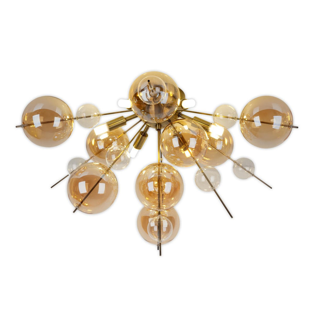 Plafondlamp "explosie" Amber gemaakt van metaal en glas, G9 -versies, plafondlamp voor eetkamer, woonkamer, gang of kantoor, Ø57 cm