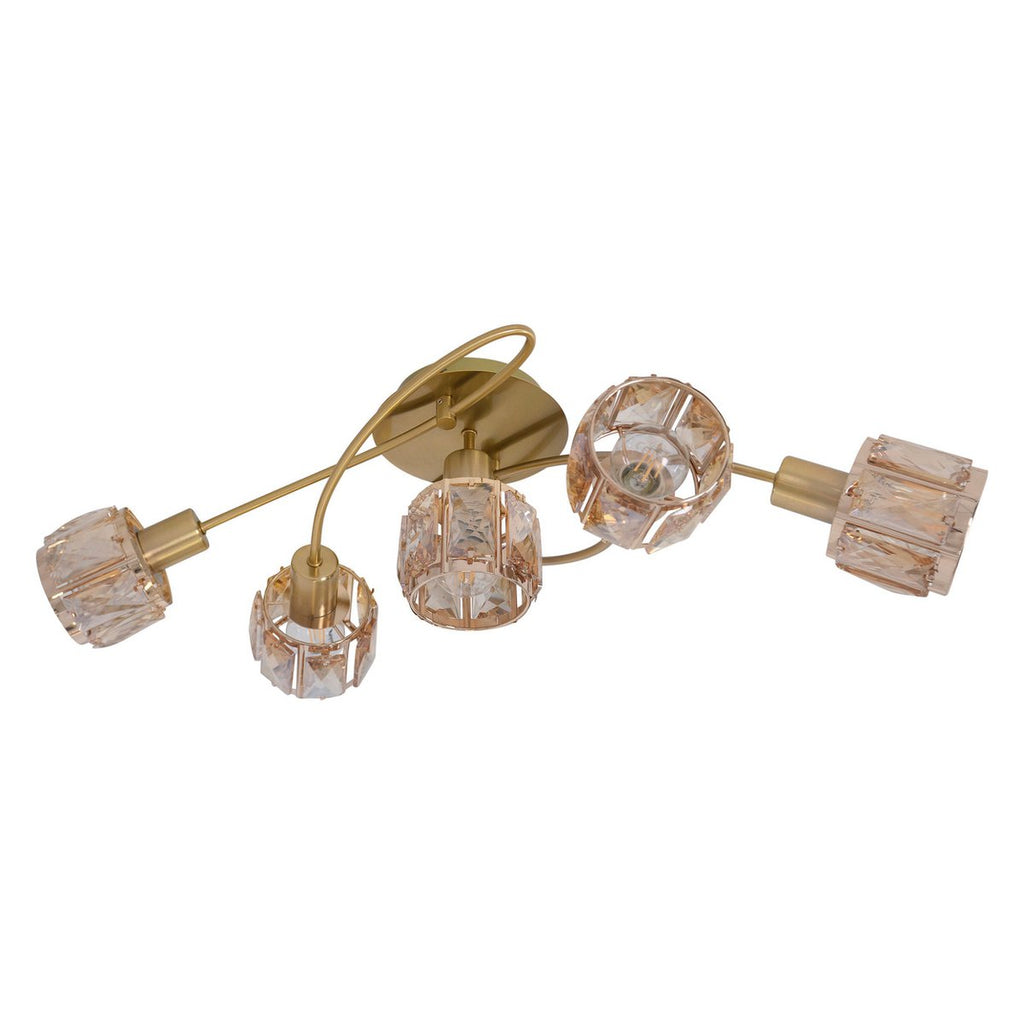 5-geleide plafondlamp "Josefa", metalen plafondlamp in goud, met E14-aansluiting, voor eetkamer, woonkamer, hal of kantoor, lamp voor woonkamer, eetkamer, hal of hal, 61 x 36 x 21 cm