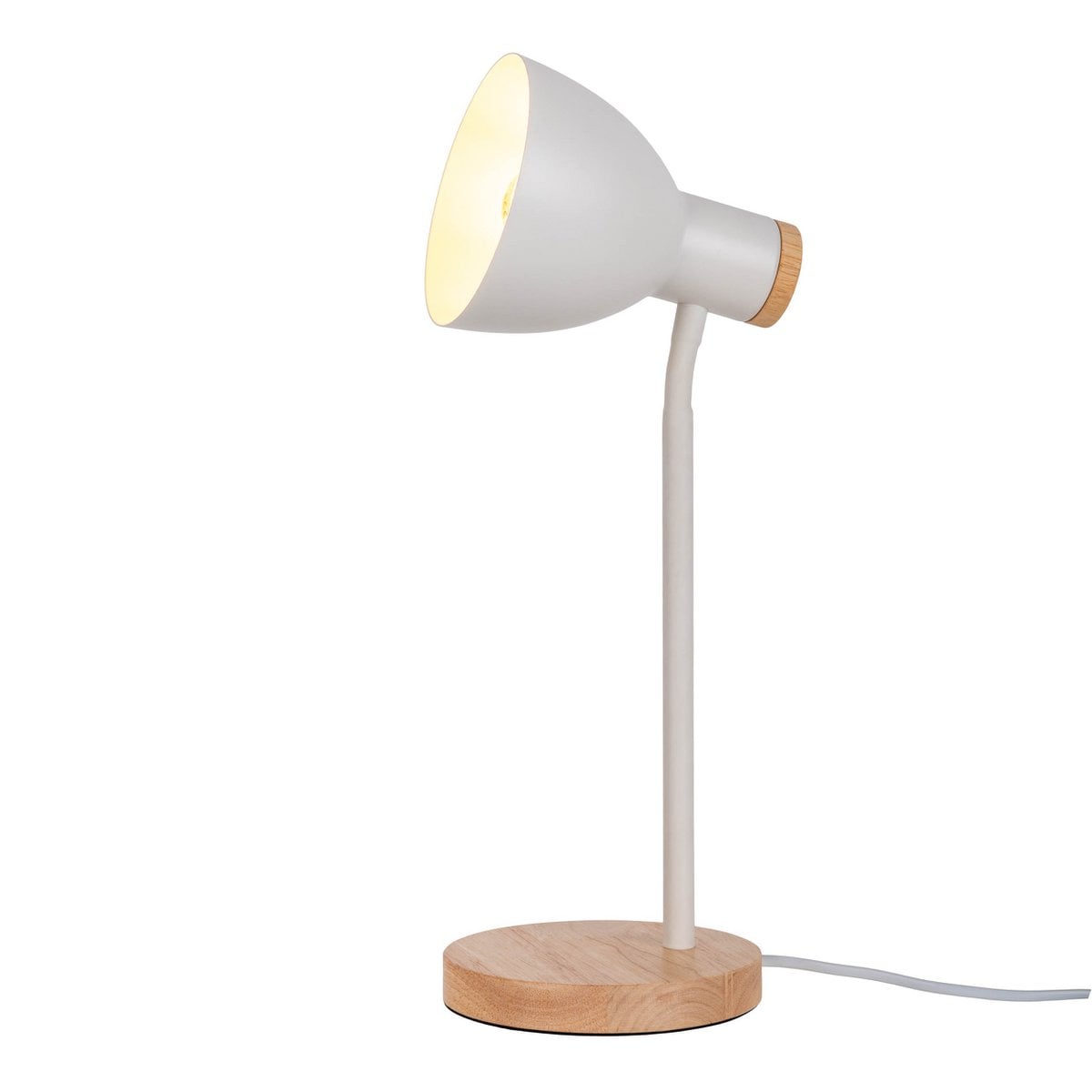 "Marie" bureaulamp gemaakt van metaal en hout, E14, wit, 36,5 cm hoog